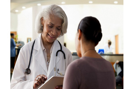 black woman doctor office