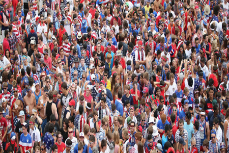 Soccer Fans Gather To Watch US Team's Knockout Stage Match Against Belgium