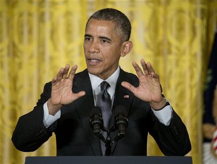 President Barack Obama gestures as he speaks in the East Room of the White House in Washington, Friday, Jan. 30, 2015, calling for an investment to move away from one-size-fits-all-medicine, toward an approach that tailors treatment to your genes. (AP Photo/Pablo Martinez Monsivais )