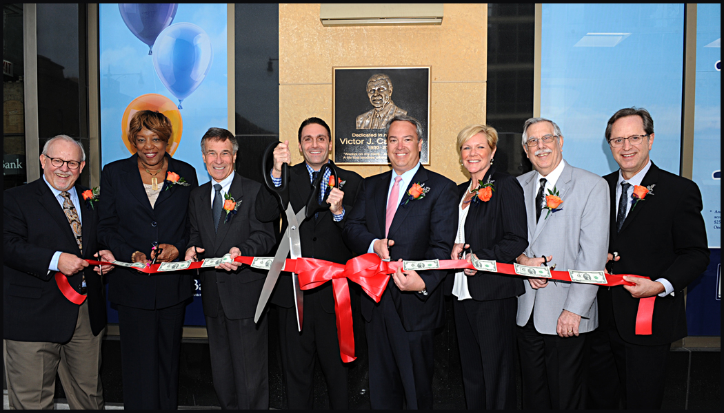 Left to Right in photo: Dr. Charles Menghini, President, VanderCook College of Music,  Alderman Pat Dowell, 3rd Ward, Stan Bochnowski, Executive Vice President and Chief Lending Officer, Lakeside Bank, Phil Cacciatore, Chairman and CEO, Lakeside Bank, David Pinkerton, Vice Chairman and President, Lakeside Bank, Connie Murphy, Chief Marketing and Development Officer, Mercy Hospital & Medical Center and Mercy Foundation, Inc.,  Mike Senjanin, Vice President for Finance, De La Salle Institute, George Pappageorge, Founding Partner & Principal, Pappageorgehaymes Partners; Board of Director, Lakeside Bank
