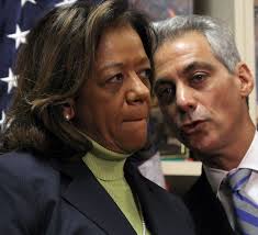Barbara Byrd-Bennett the Chief Executive Officer of  CPS.  with Mayor Rahm Emanuel.