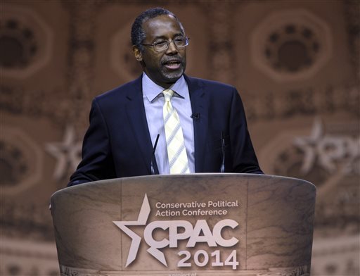 This March 8, 2014, file photo shows Dr. Ben Carson, professor emeritus at Johns Hopkins School of Medicine, speaking at the Conservative Political Action Conference annual meeting in National Harbor, Md. Carson, a retired neurosurgeon turned conservative political star, has confirmed that he will seek the Republican presidential nomination in 2016. Carson announced his candidacy during an interview aired Sunday, May 3, 2015, by Ohio’s WKRC television station. (AP Photo/Susan Walsh, File) - See more at: https://www.blackpressusa.com/famed-neurosurgeon-ben-carson-announces-white-house-campaign/?utm_campaign=famed-neurosurgeon-ben-carson-announces-white-house-campaign&utm_medium=twitter&utm_source=twitter#sthash.WHhOuNYE.dpuf