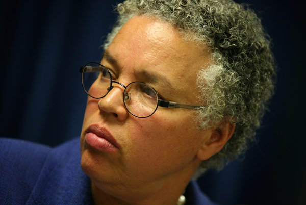 Toni Preckwinkle delivers her budget speech to county commissioners in the Cook County Board Room Thursday, Oct. 18, 2012. B582453438Z.1 (E. Jason Wambsgans/Chicago Tribune) ....OUTSIDE TRIBUNE CO.- NO MAGS,  NO SALES, NO INTERNET, NO TV, CHICAGO OUT, NO DIGITAL MANIPULATION...