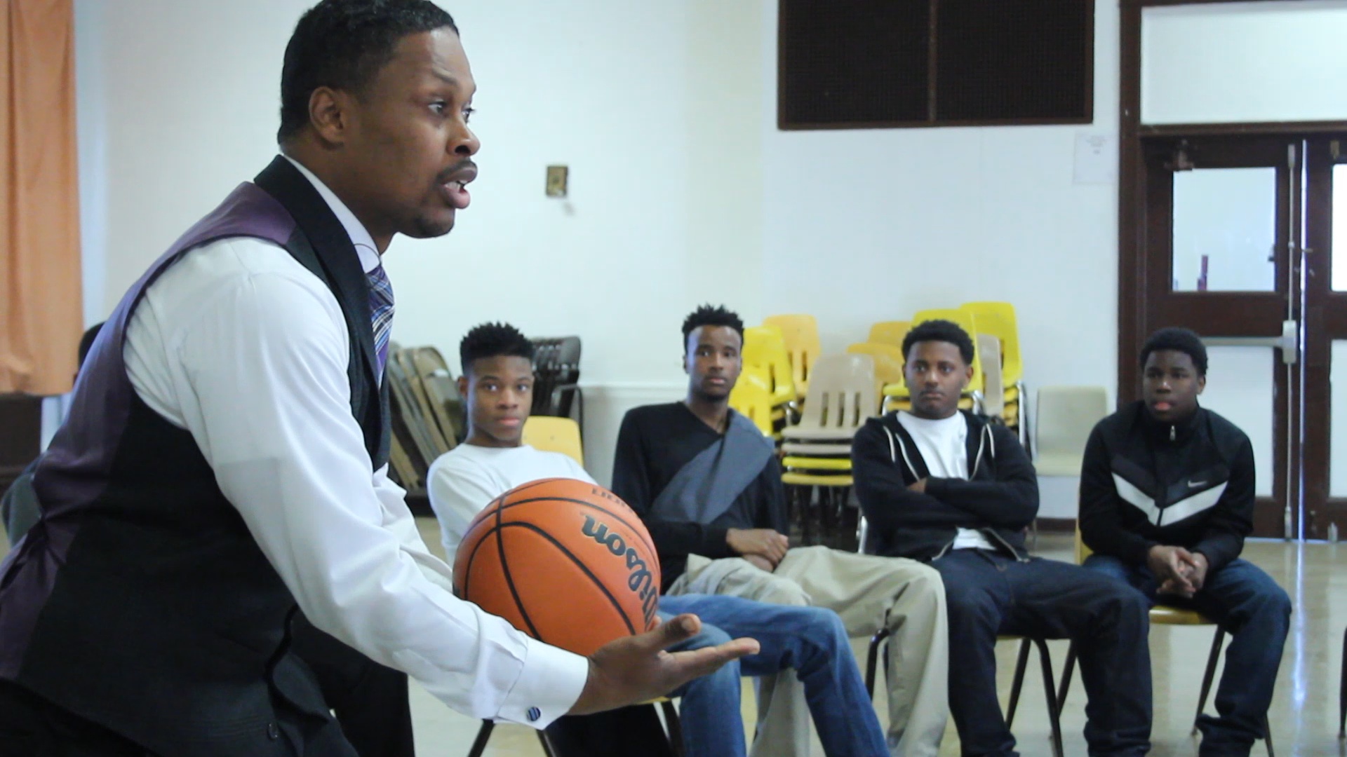 Lamont Brown engages the young men at the Camp 