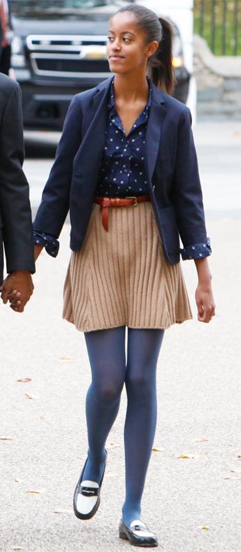 Malia Obama, looking very collegiate, sophisticated and polished; perfect for a college interview