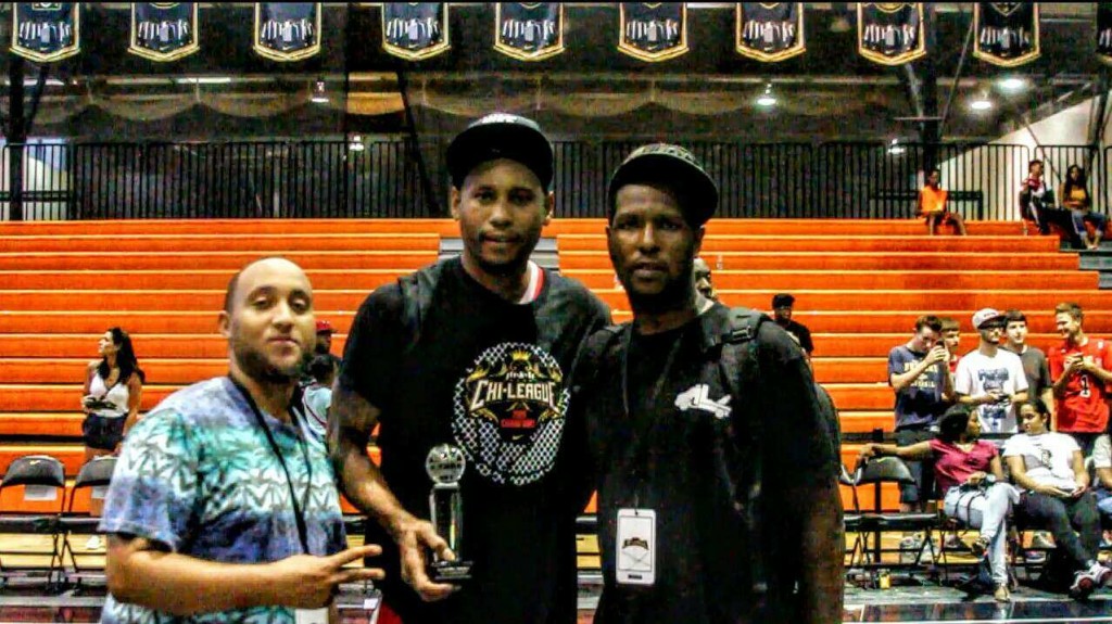 2015 Chicago Defender/Stay Humble/The BIGS MVP recipient, Billy Baptist(middle) with The BIGS. Eugene McIntosh(right) and Terrence Tomlin(left)