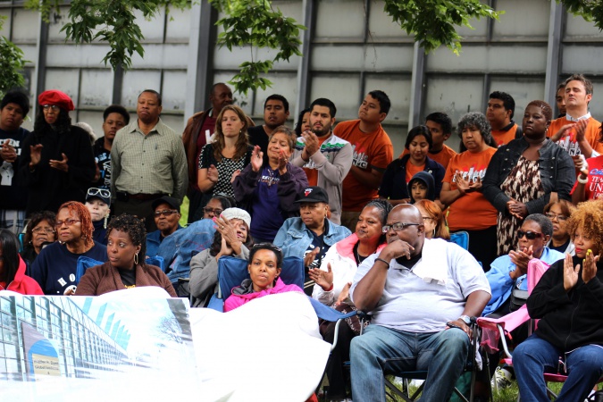 Chicago hunger strikers protest to keep Dyett High School open. Photo credit: M.Datcher