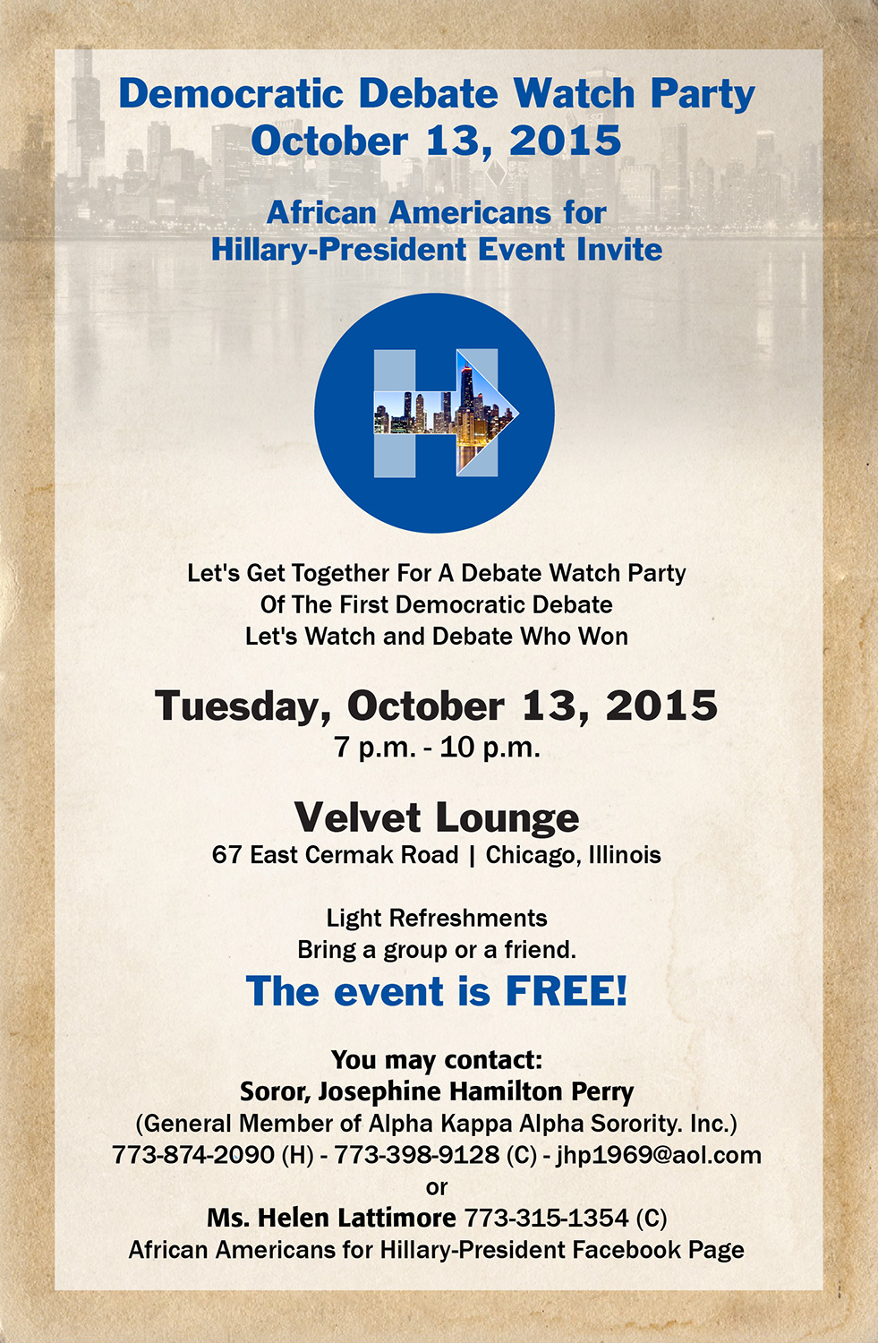 Hillary debate viewing at The Velvet Lounge