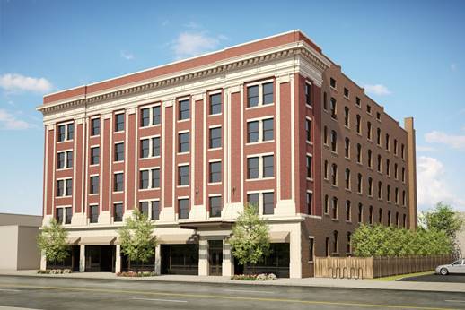 Rendering of the newly restored Strand Hotel 