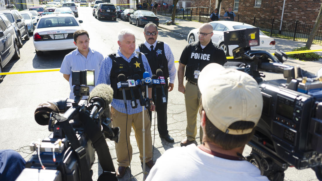 Chief of Detectives Eugene Roy gives information on the shooting death of a 17-year-old boy in the 1700 block of West 46th Street in the Back of the Yards neighborhood on June 19, 2016. An assault weapon was used in the shooting.