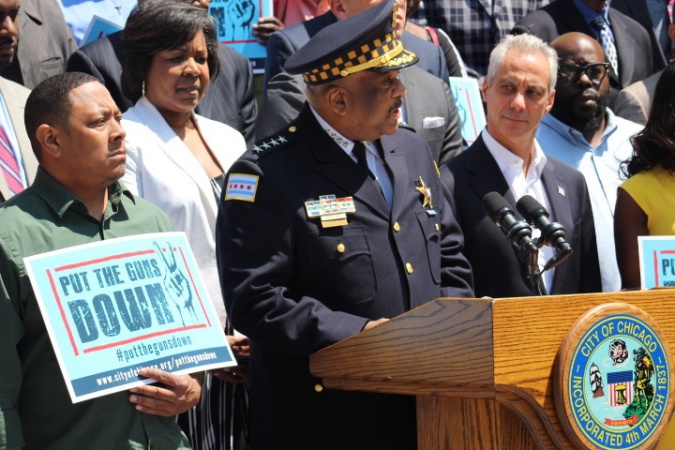 Supt.Eddie Johnson speaking at the kick-off of Faith and Action Put Down the Guns press conference. Photo Credit: Mary L. Datcher