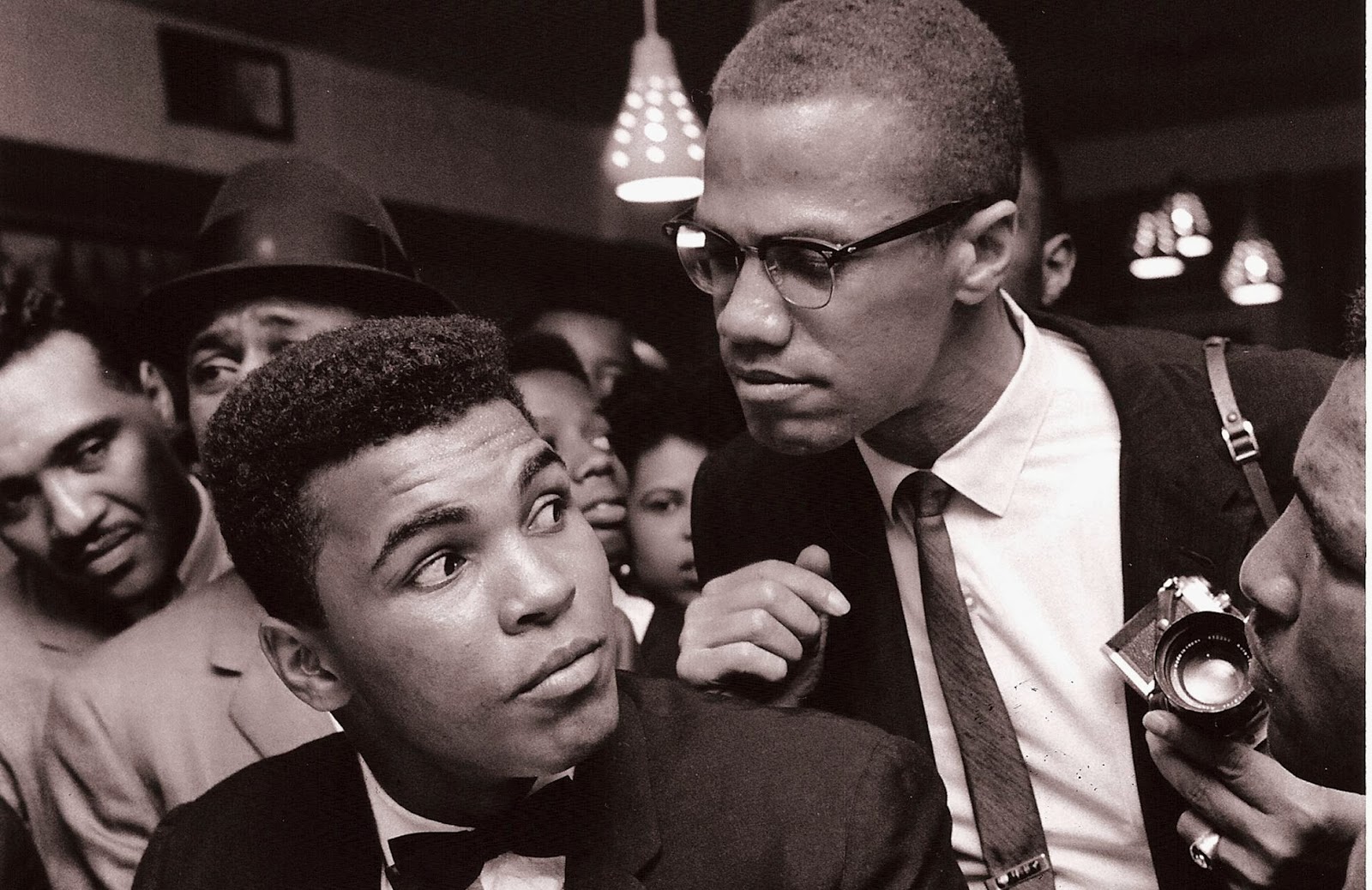 Malcolm X Kidding around with Muhammad Ali after Sonny Liston fight