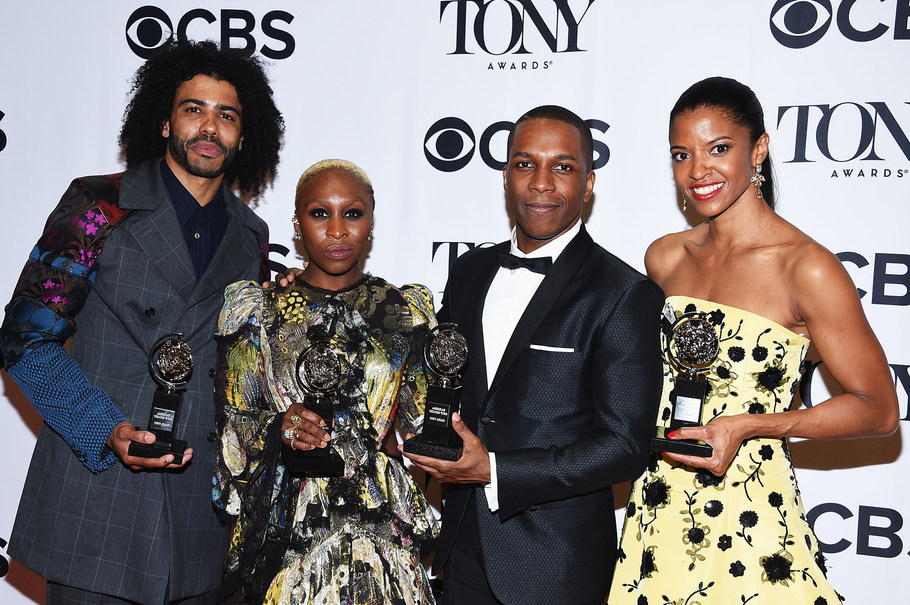 NEW YORK, NY - JUNE 12:  (L-R) Daveed Diggs, Cynthia Erivo, Leslie Odom, Jr., and Renee Elise Goldsberry pose in the press room with their awards at the 70th Annual Tony Awards at The Beacon Theatre on June 12, 2016 in New York City.  (Photo by Dimitrios Kambouris/Getty Images for Tony Awards Productions)
