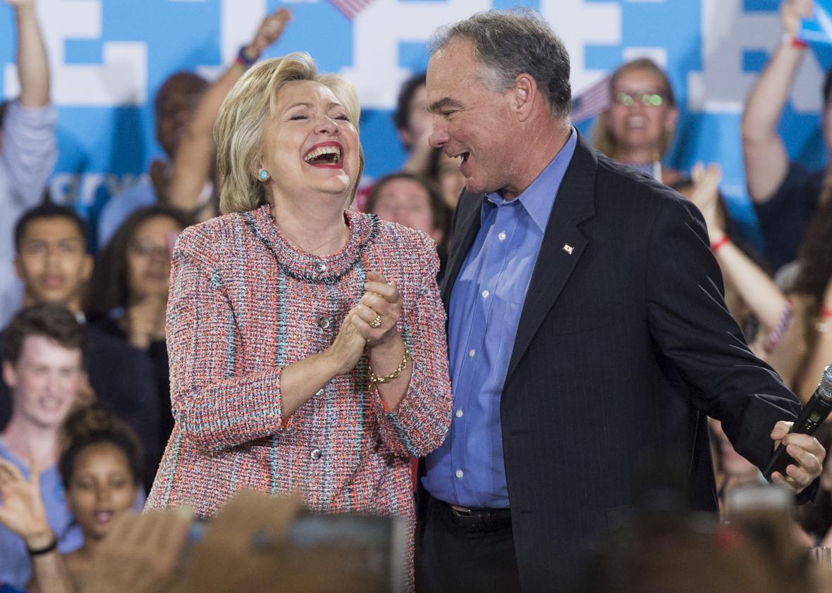 Democratic Presidential Candidate Hillary Clinton with VP pick Kaine