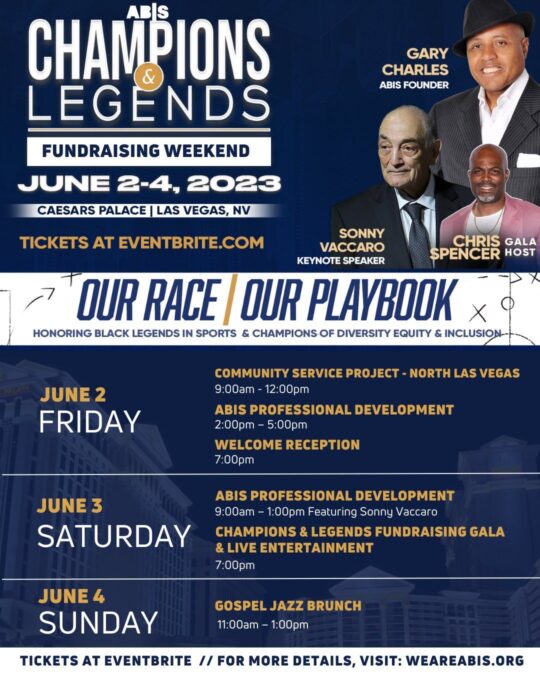 Flyer for ABIS Champions & Legends Weekend