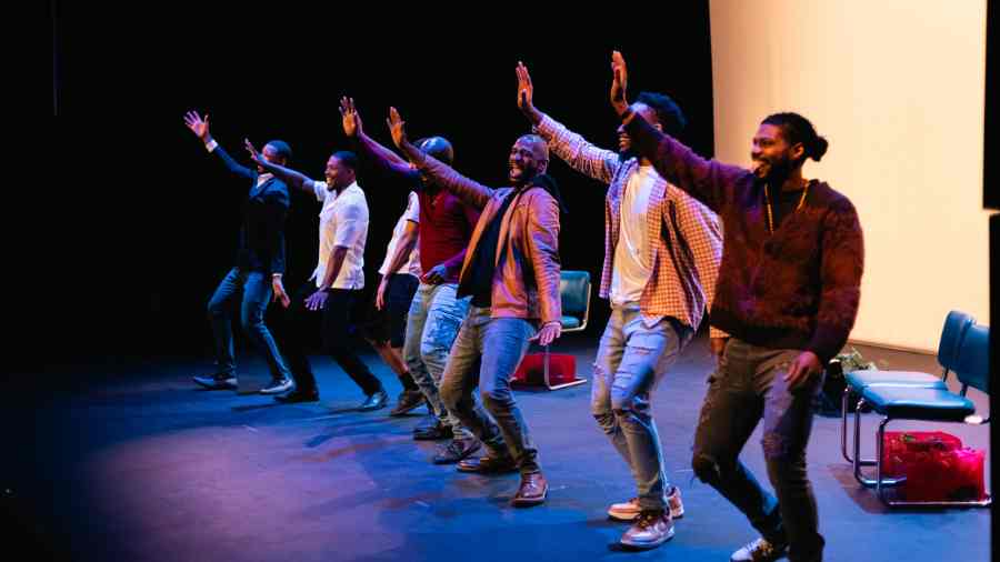 The cast of Black Boys Cry on stage