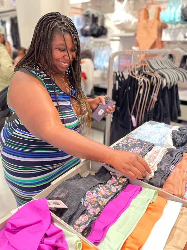 Another shopper at the Savage X Fenty grand opening 