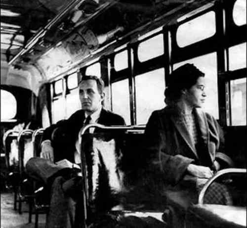 Civil rights movement icon Rosa Parks sitting in the front of the Bus