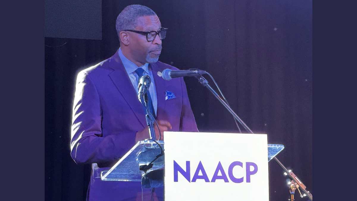 NAACP President and CEO Derrick Johnson at the Haven Entertainment Center in Bronzeville