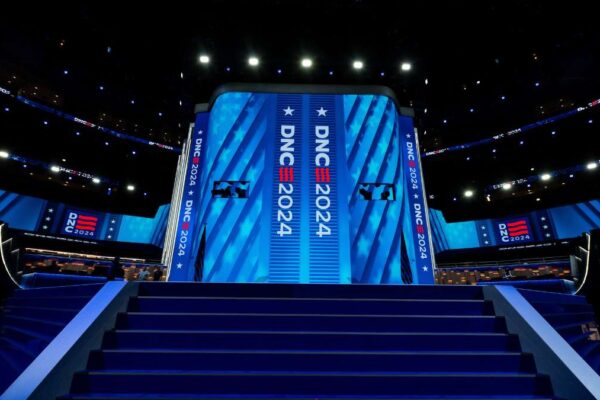 The DNC stage at the United Center (Photo Courtesy of the Democrat National Convention).