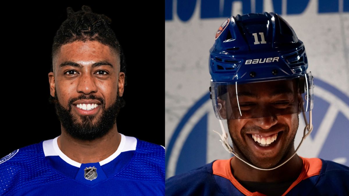 Anthony Duclair with his locs and beard (L) and him clean-shaven (R) (Photo Credits ESPN and @NYIslandersX).