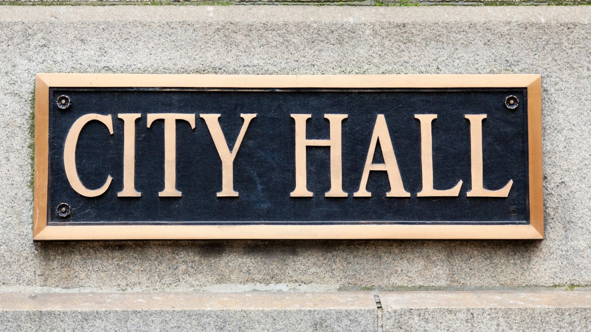 City Hall Sign Municipal Plaque in Chicago