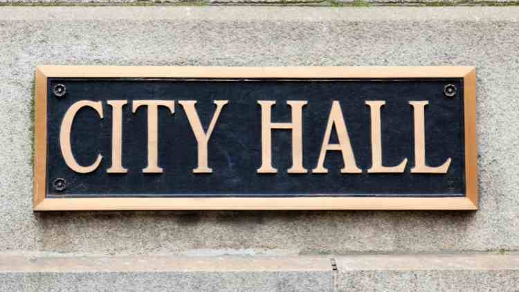 City Hall Sign Municipal Plaque in Chicago