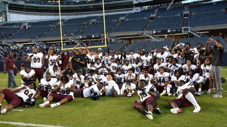 The Morehouse Maroon Tigers after their win