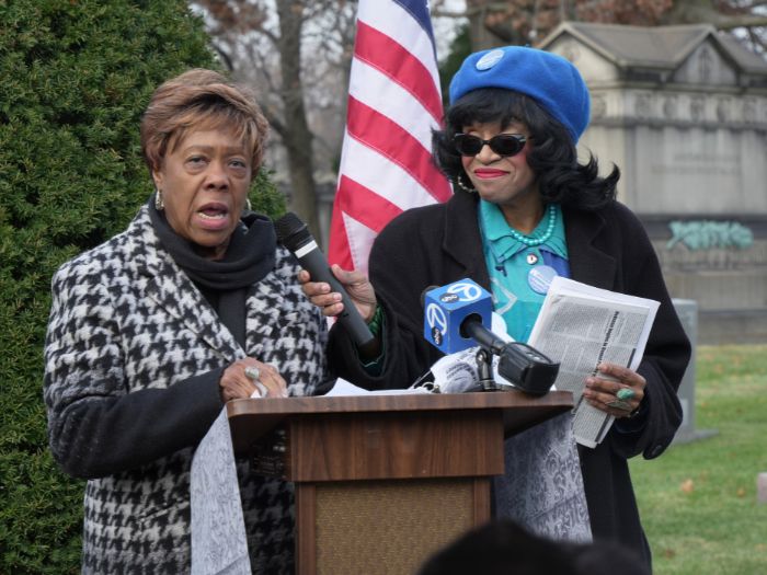 Dr. Barbara J. Norman, expounding on the legacy of Mayor Washington with Andrea Smith