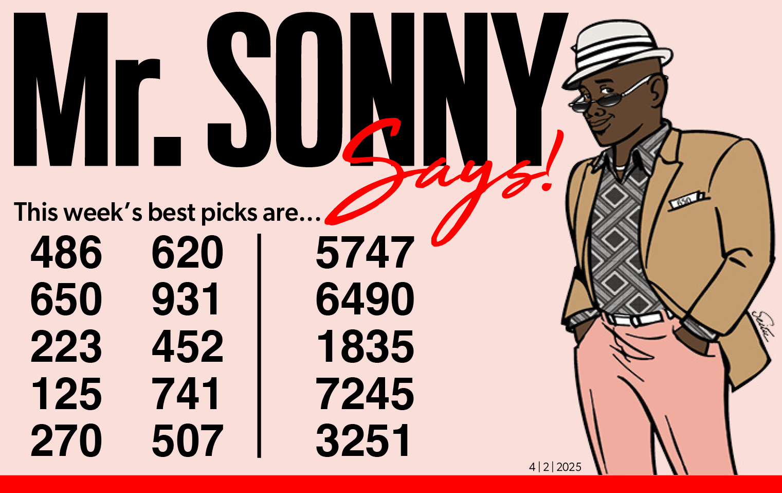 Mr Sonny Knows for April 2, 2025
