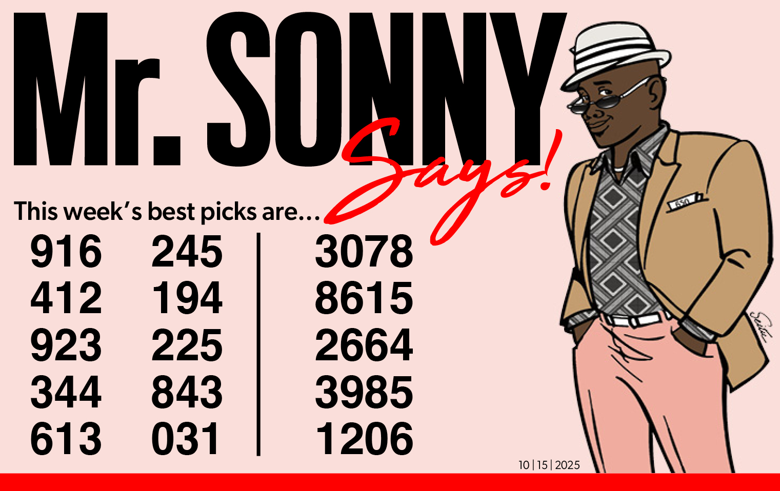 MR SONNY KNOWS for October 15, 2025