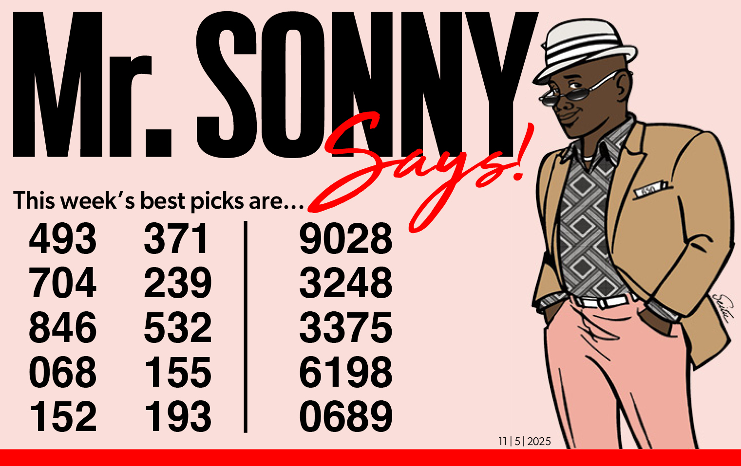 MR SONNY KNOWS for November 5, 2025
