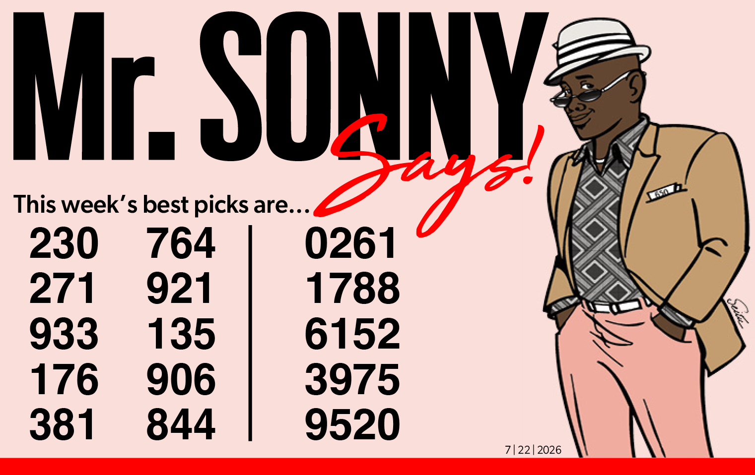 MR SONNY KNOWS for July 22, 2026